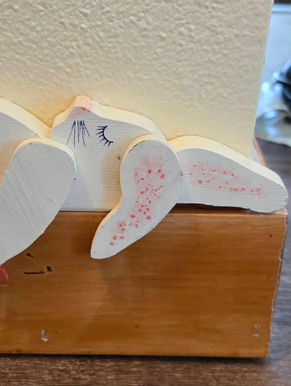Rustic White Wooden Bunny Shelf Sitter